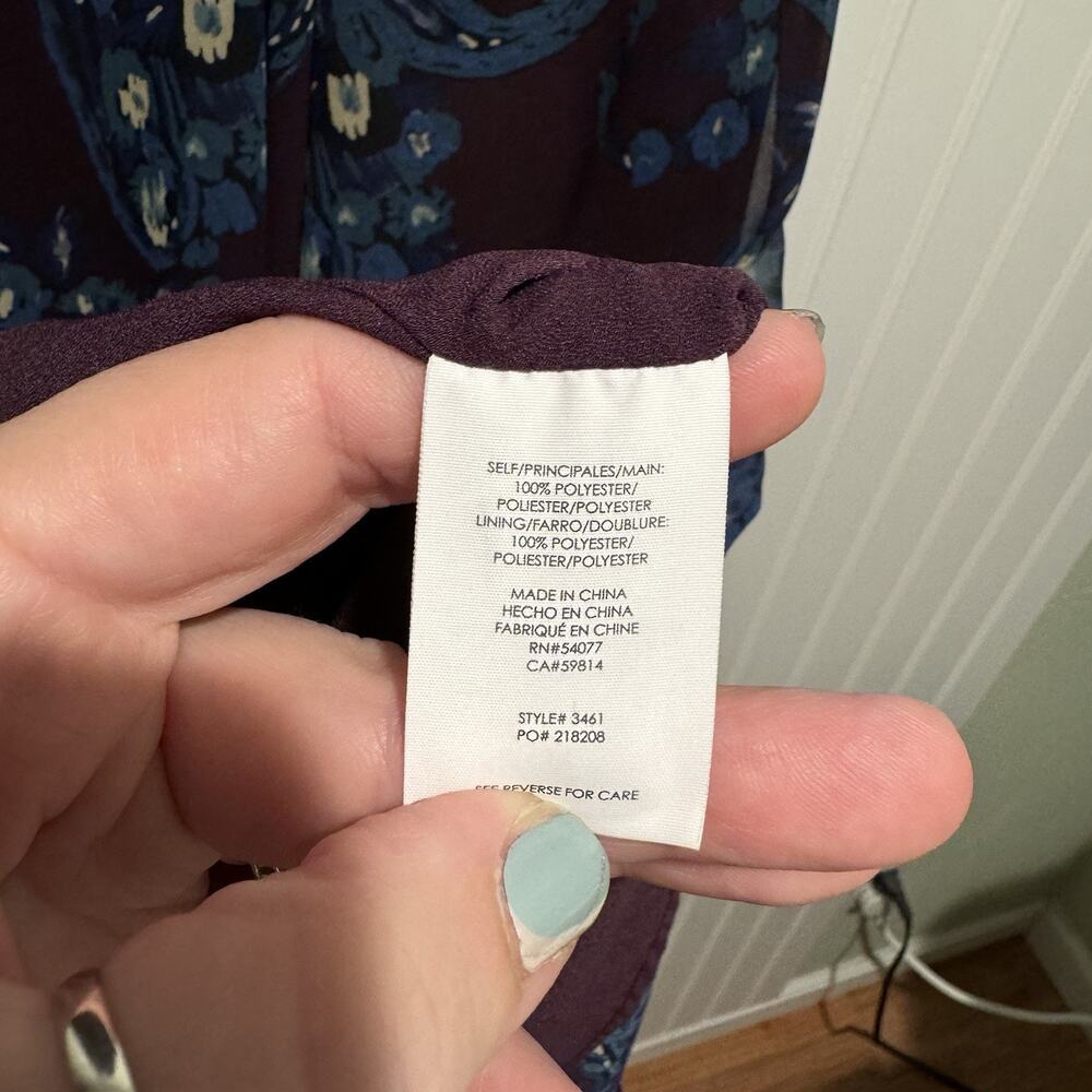 Cabi Treasure Paisley Dress Purple Sleeveless Size 8 - Picture 6 of 7